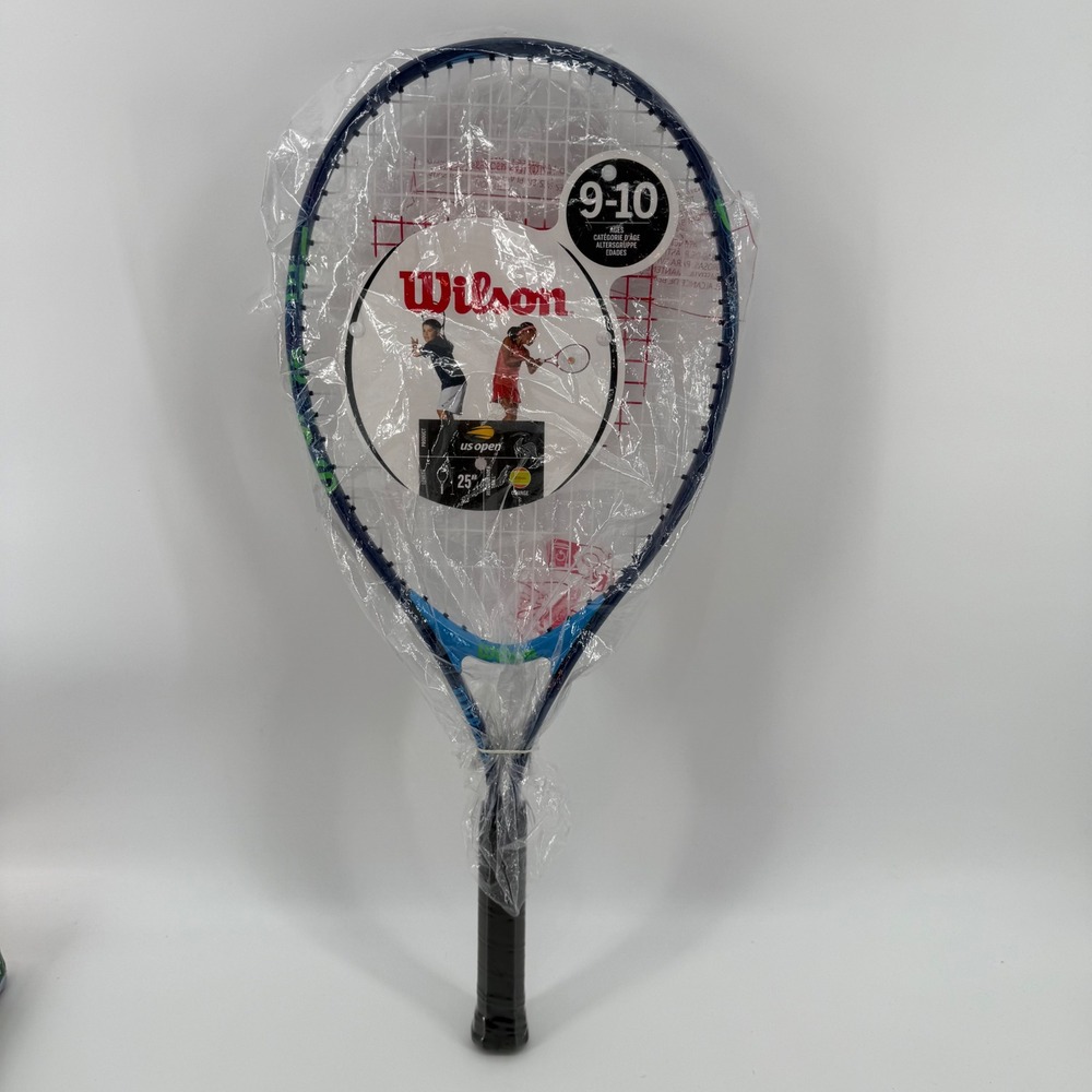 Wilson US Open 25 Junior Tennis Racquet‎ 9-10 Age Blue Green Grip 3 7/8"